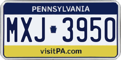 PA license plate MXJ3950