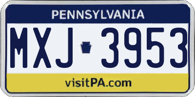 PA license plate MXJ3953