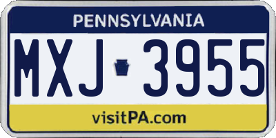 PA license plate MXJ3955