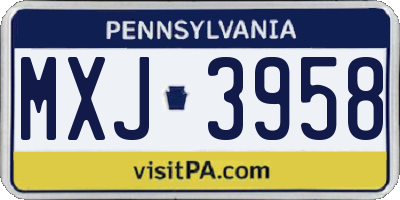 PA license plate MXJ3958