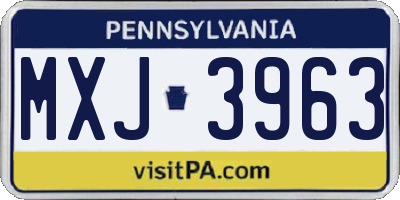 PA license plate MXJ3963