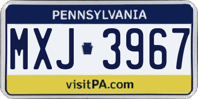 PA license plate MXJ3967