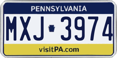 PA license plate MXJ3974