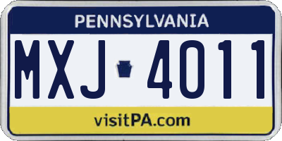 PA license plate MXJ4011