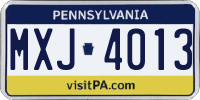 PA license plate MXJ4013