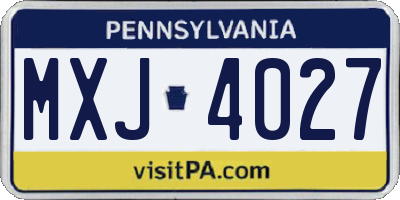 PA license plate MXJ4027