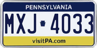 PA license plate MXJ4033