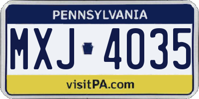 PA license plate MXJ4035