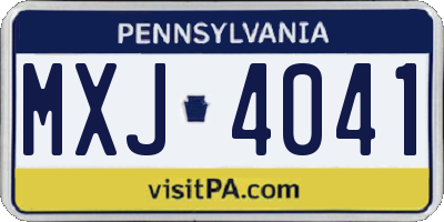 PA license plate MXJ4041