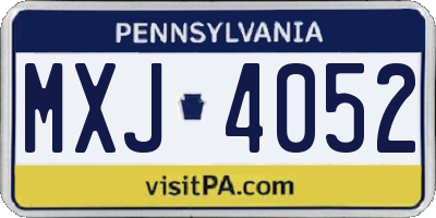 PA license plate MXJ4052
