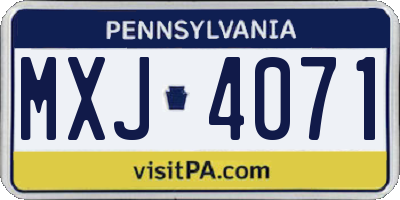 PA license plate MXJ4071