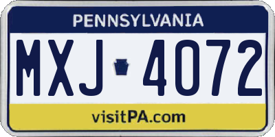 PA license plate MXJ4072