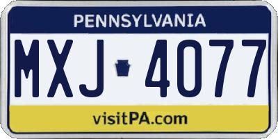 PA license plate MXJ4077