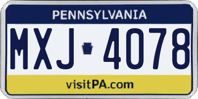 PA license plate MXJ4078