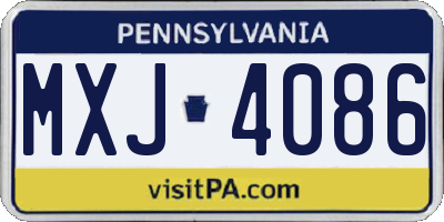 PA license plate MXJ4086