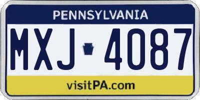 PA license plate MXJ4087