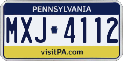 PA license plate MXJ4112