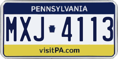 PA license plate MXJ4113