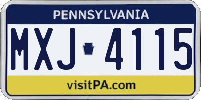 PA license plate MXJ4115