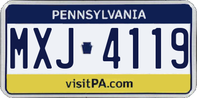 PA license plate MXJ4119