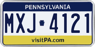 PA license plate MXJ4121