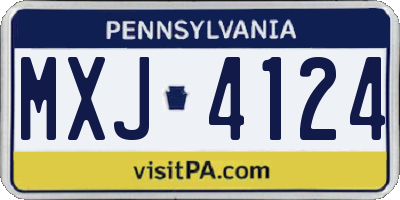 PA license plate MXJ4124