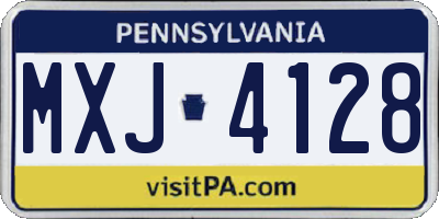 PA license plate MXJ4128