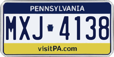 PA license plate MXJ4138