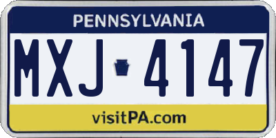 PA license plate MXJ4147