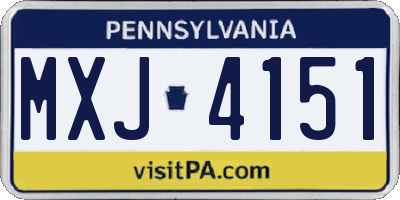 PA license plate MXJ4151