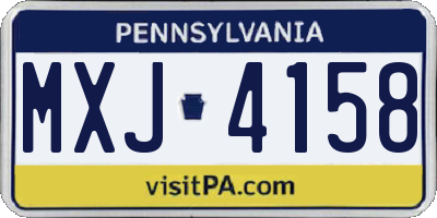 PA license plate MXJ4158