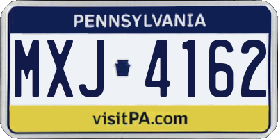 PA license plate MXJ4162