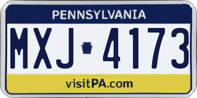 PA license plate MXJ4173