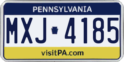 PA license plate MXJ4185