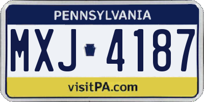 PA license plate MXJ4187