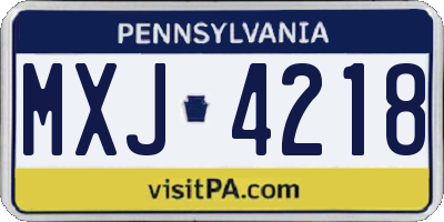 PA license plate MXJ4218