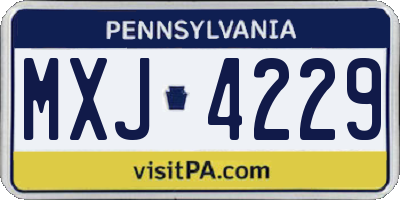 PA license plate MXJ4229