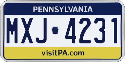 PA license plate MXJ4231