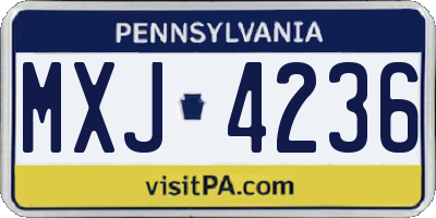 PA license plate MXJ4236