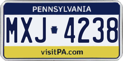PA license plate MXJ4238