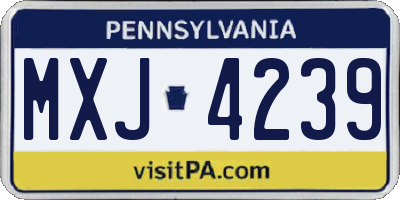 PA license plate MXJ4239