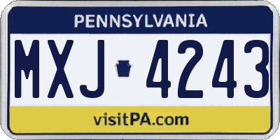 PA license plate MXJ4243