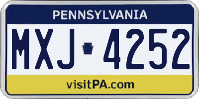 PA license plate MXJ4252