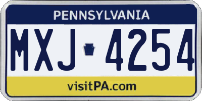 PA license plate MXJ4254
