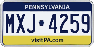 PA license plate MXJ4259