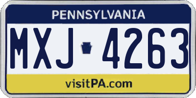 PA license plate MXJ4263