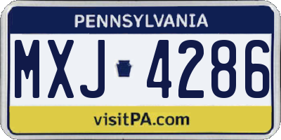 PA license plate MXJ4286