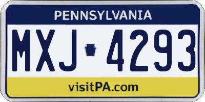 PA license plate MXJ4293