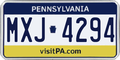 PA license plate MXJ4294