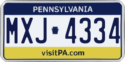 PA license plate MXJ4334